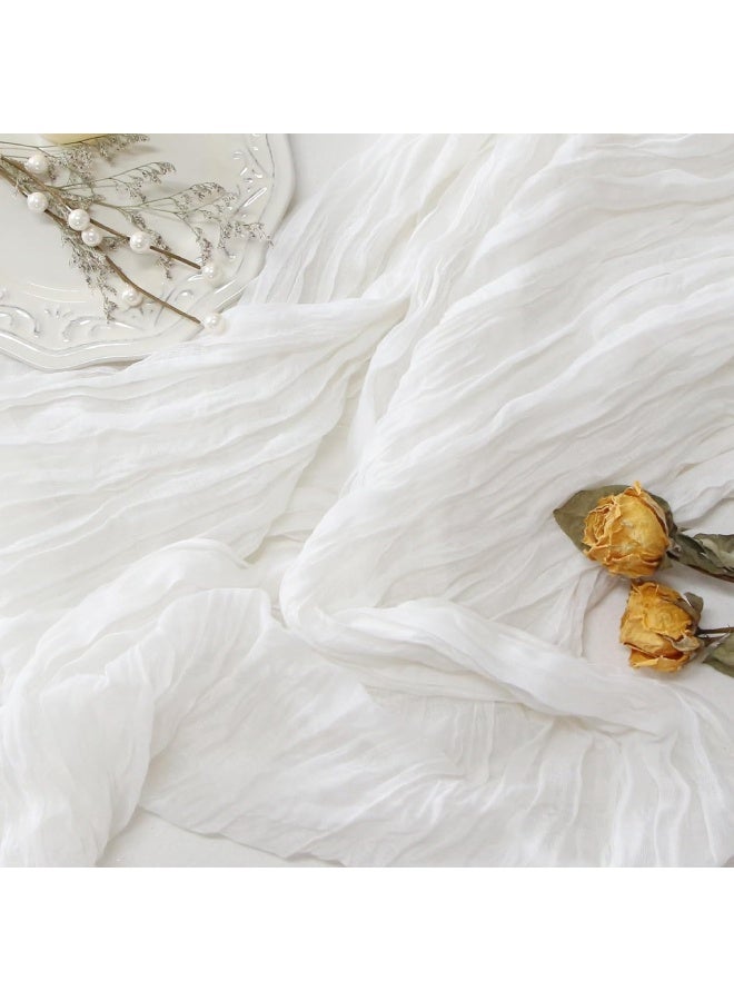 Farahom Cheesecloth Table Runner, 300cm Boho Rustic Gauze Cheese Cloth Semi-Sheer Runners for Wedding Party, Baby Bridal Shower, Home Table Centerpiece Decorations, Birthday, White - Image 4